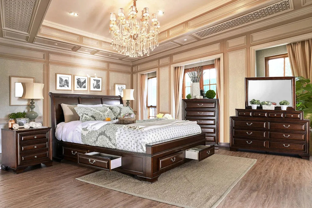 Brandt Brown Cherry 4-Piece Queen Bedroom Set by Furniture of America at Eve Furniture