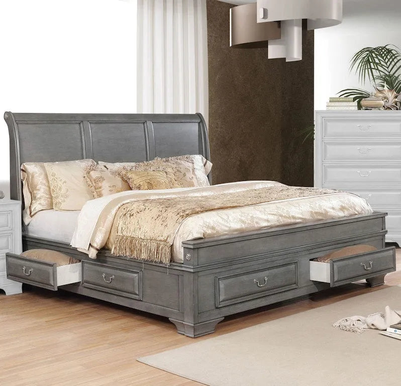 Brandt Gray 4-Piece Queen Bedroom Set by Furniture of America at Eve Furniture
