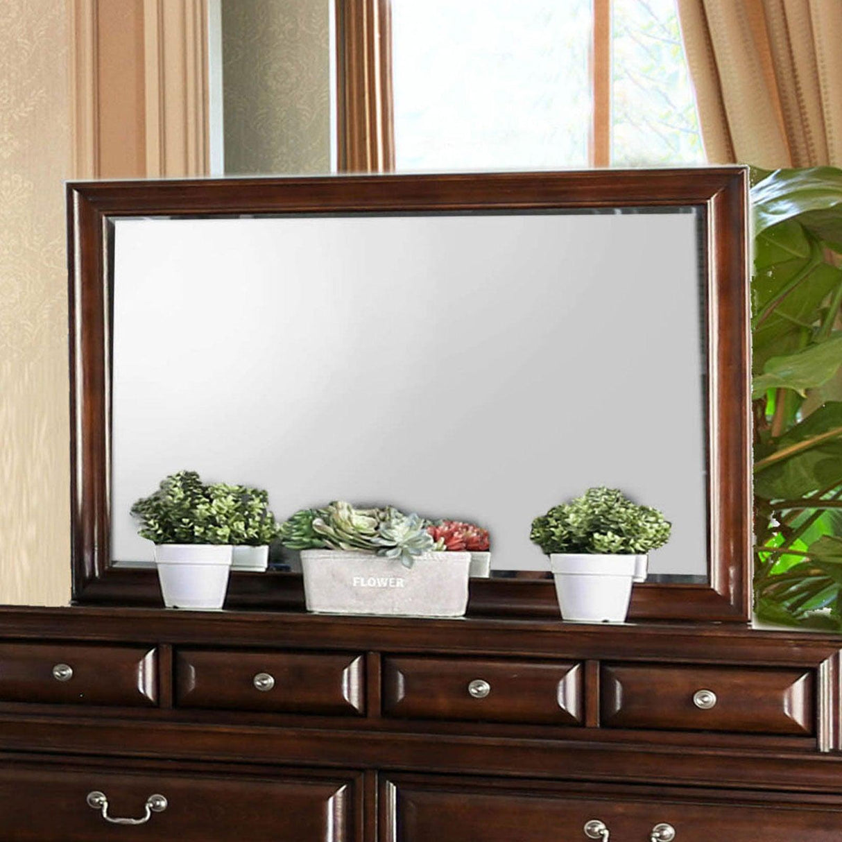 Brandt Brown Cherry Mirror by Furniture of America at Eve Furniture