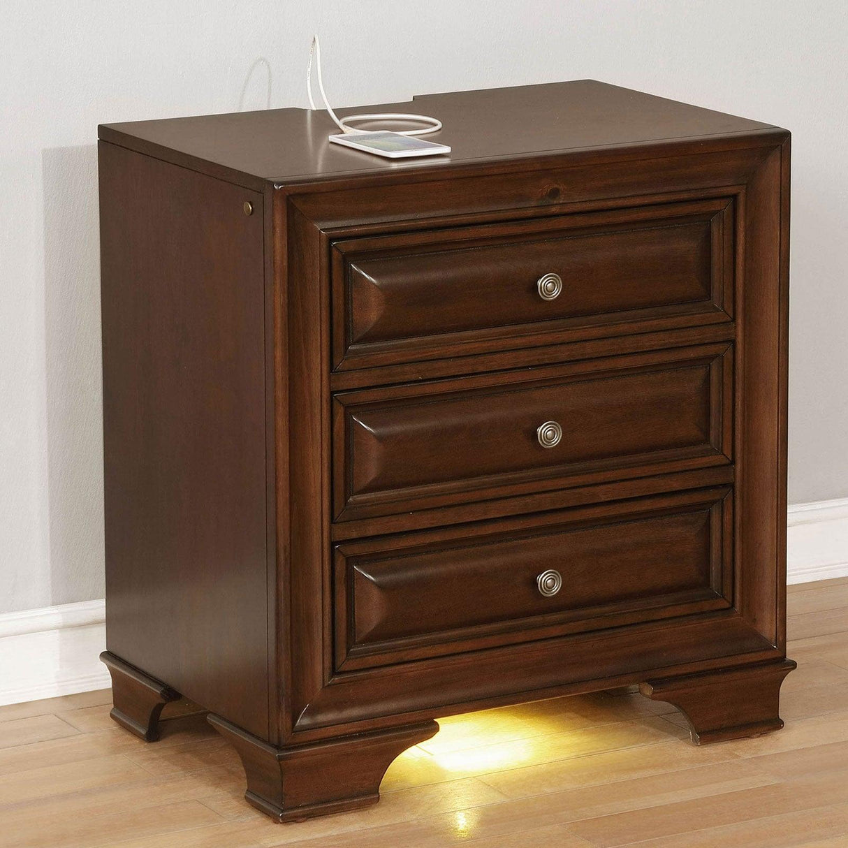 Brandt Brown Cherry Night Stand by Furniture of America at Eve Furniture