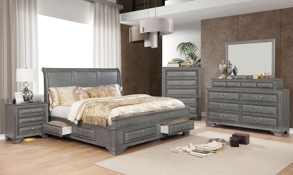 Brandt Gray King Storage Platform Bed by Furniture of America at Eve Furniture