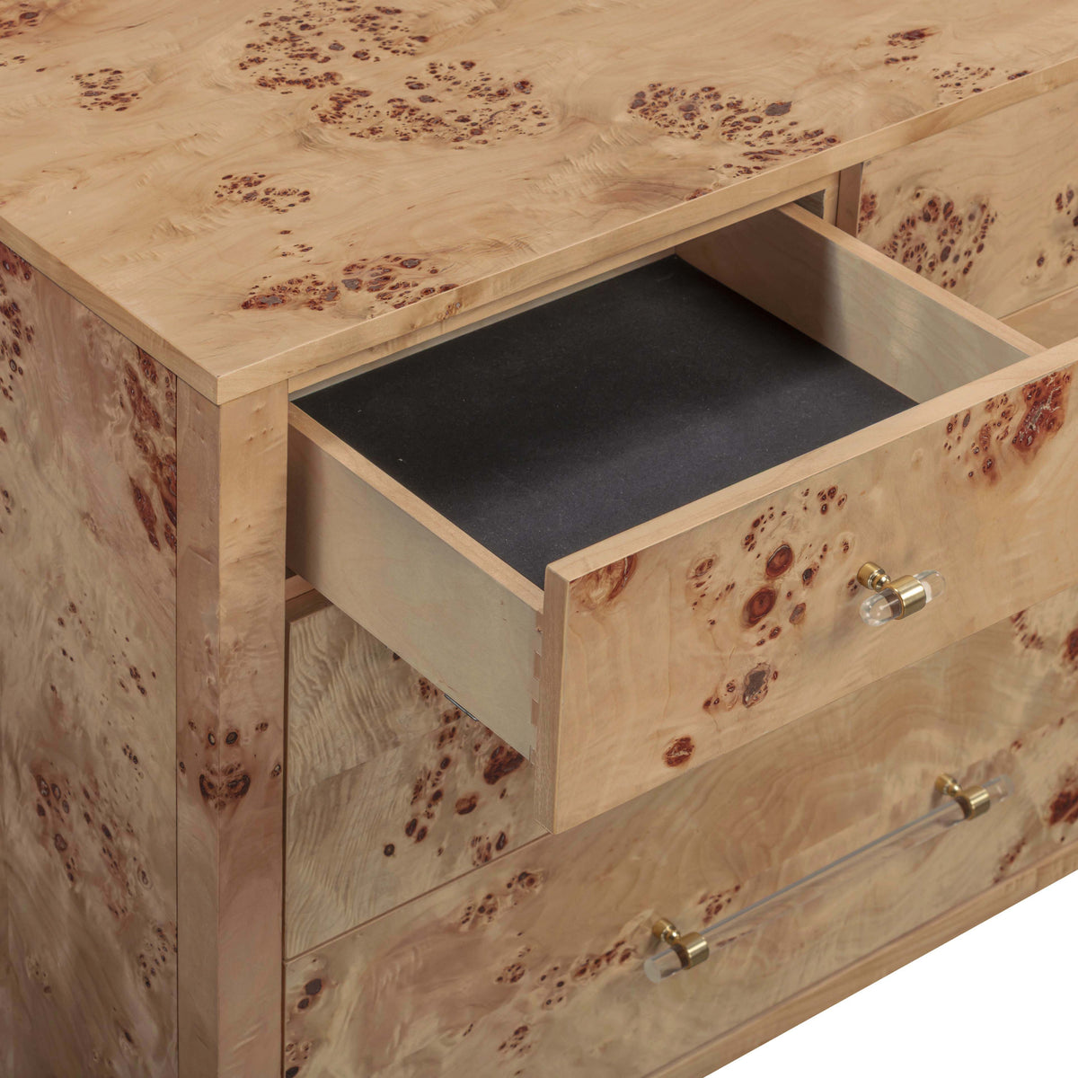 Brandyss 62" Burl 7-Drawer Dresser by TOV Furniture at Eve Furniture
