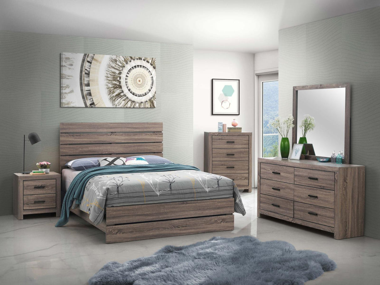 Brantford Barrel Oak Queen Panel Bed by Coaster at Eve Furniture