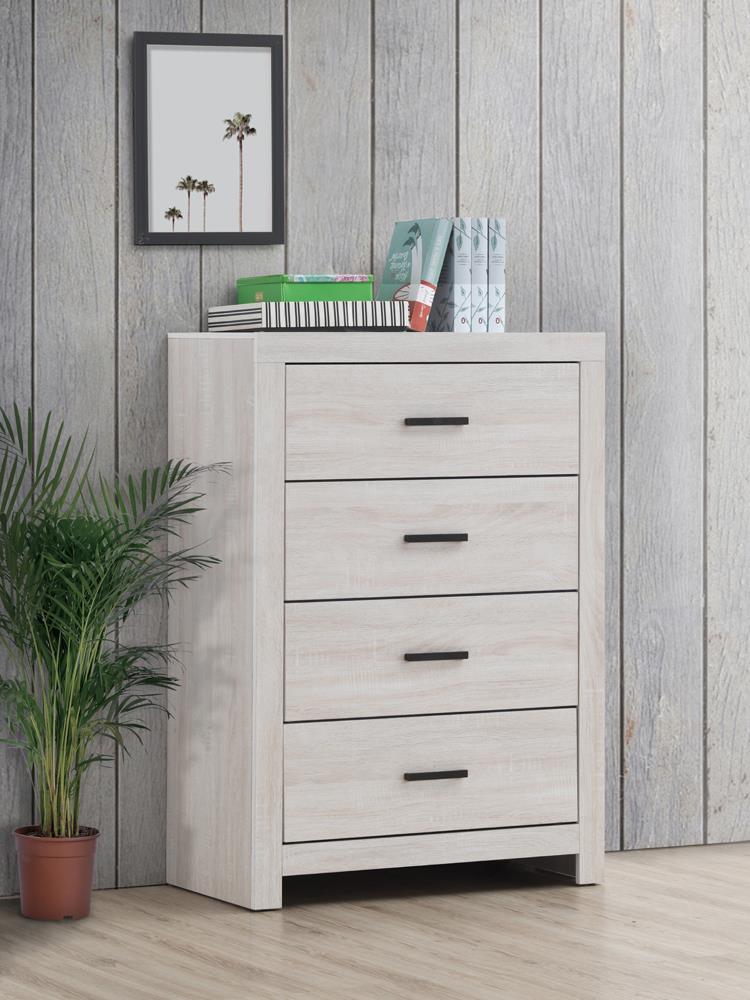 Brantford Coastal White 4-Drawer Chest by Coaster at Eve Furniture