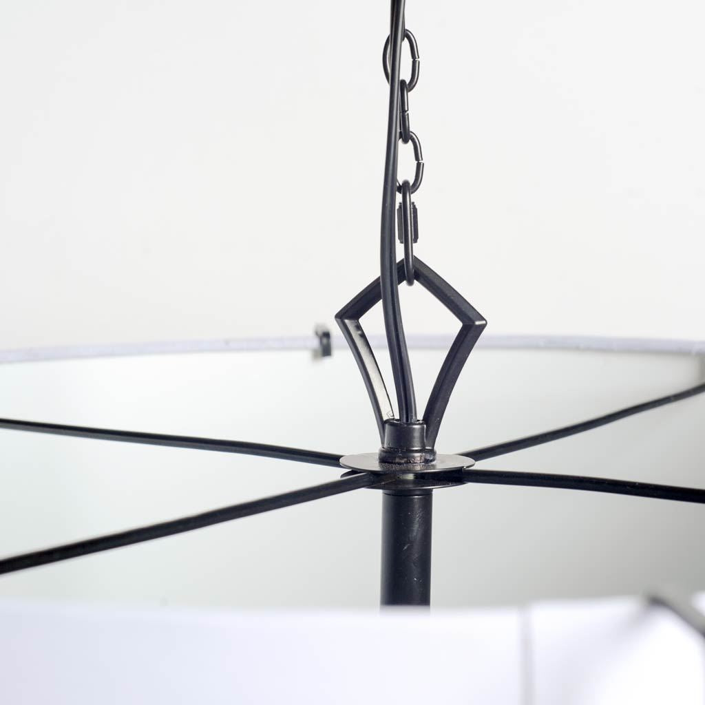 Brasseur I Charcoal Black Metal Fish Scale Three Bulb Chandelier by Mercana at Eve Furniture