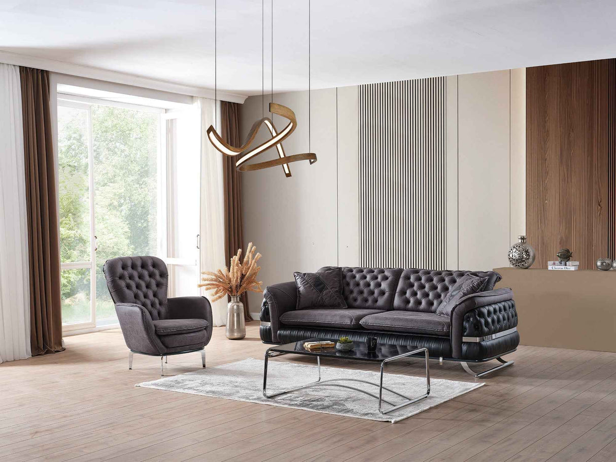 Bravo 3-pieces (Sofa & Loveseat & Chair) Livingroom Set in Black