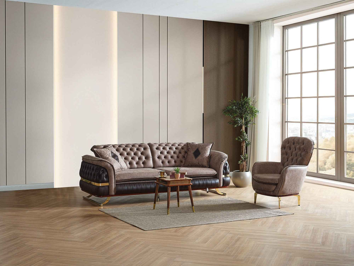 Bravo 3-pieces (Sofa & Loveseat & Chair) Livingroom Set in Brown