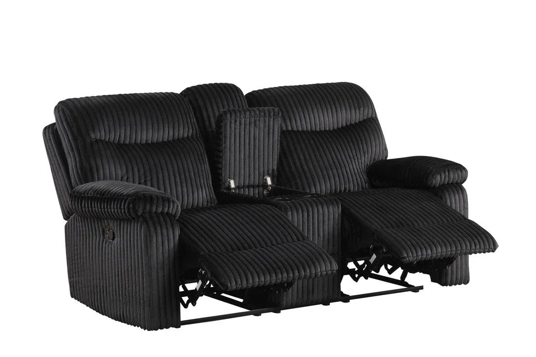 Bravo Black Fabric 3-Piece Reclining Living Room Set by Happy Homes at Eve Furniture