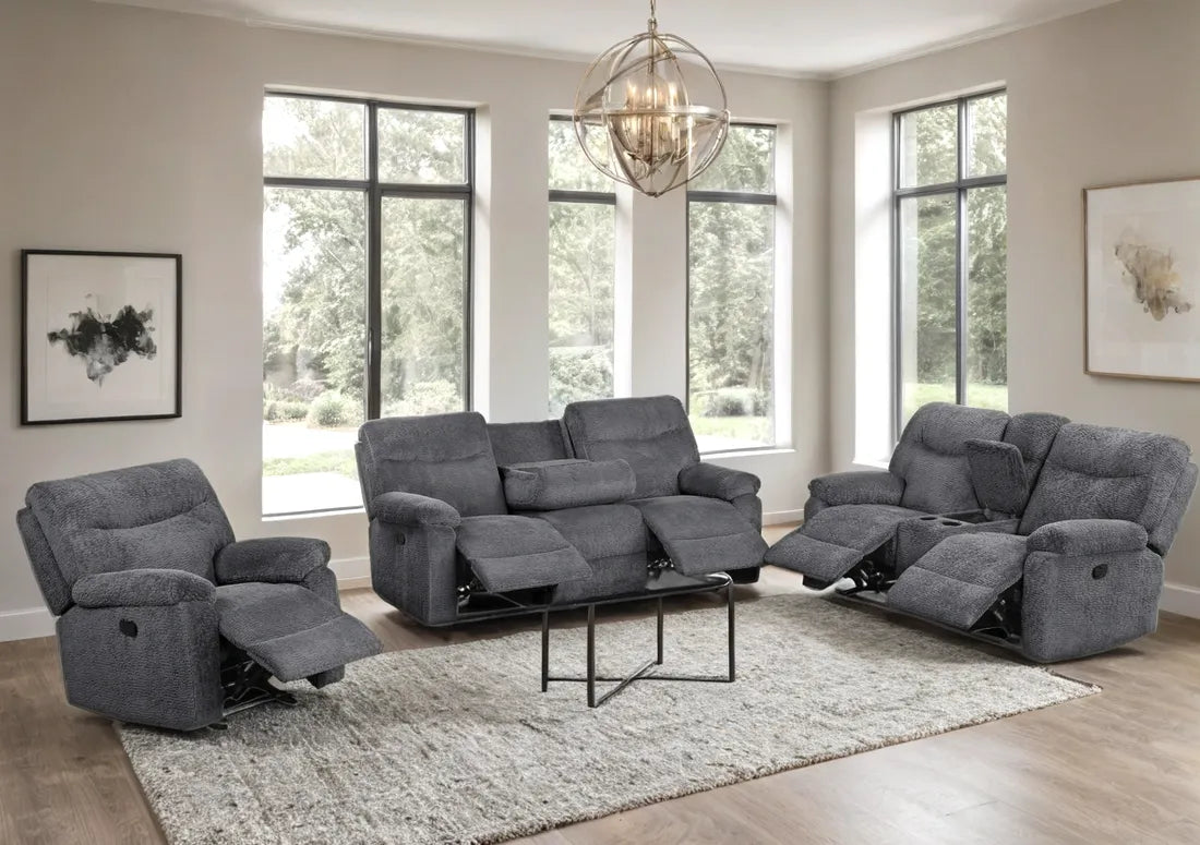 Bravo Gray Fabric Reclining Living Room Set by Happy Homes at Eve Furniture