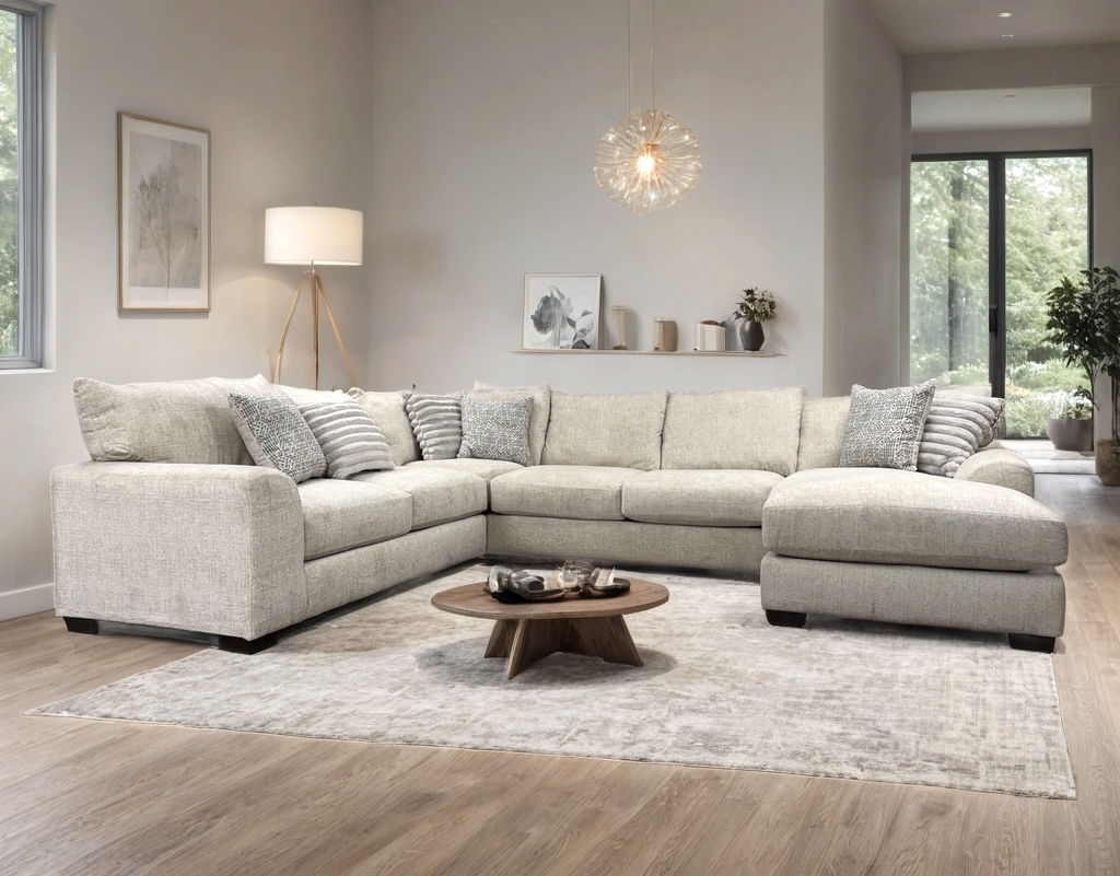 Brawnly Cream Oversized RAF Sectional by Happy Homes at Eve Furniture