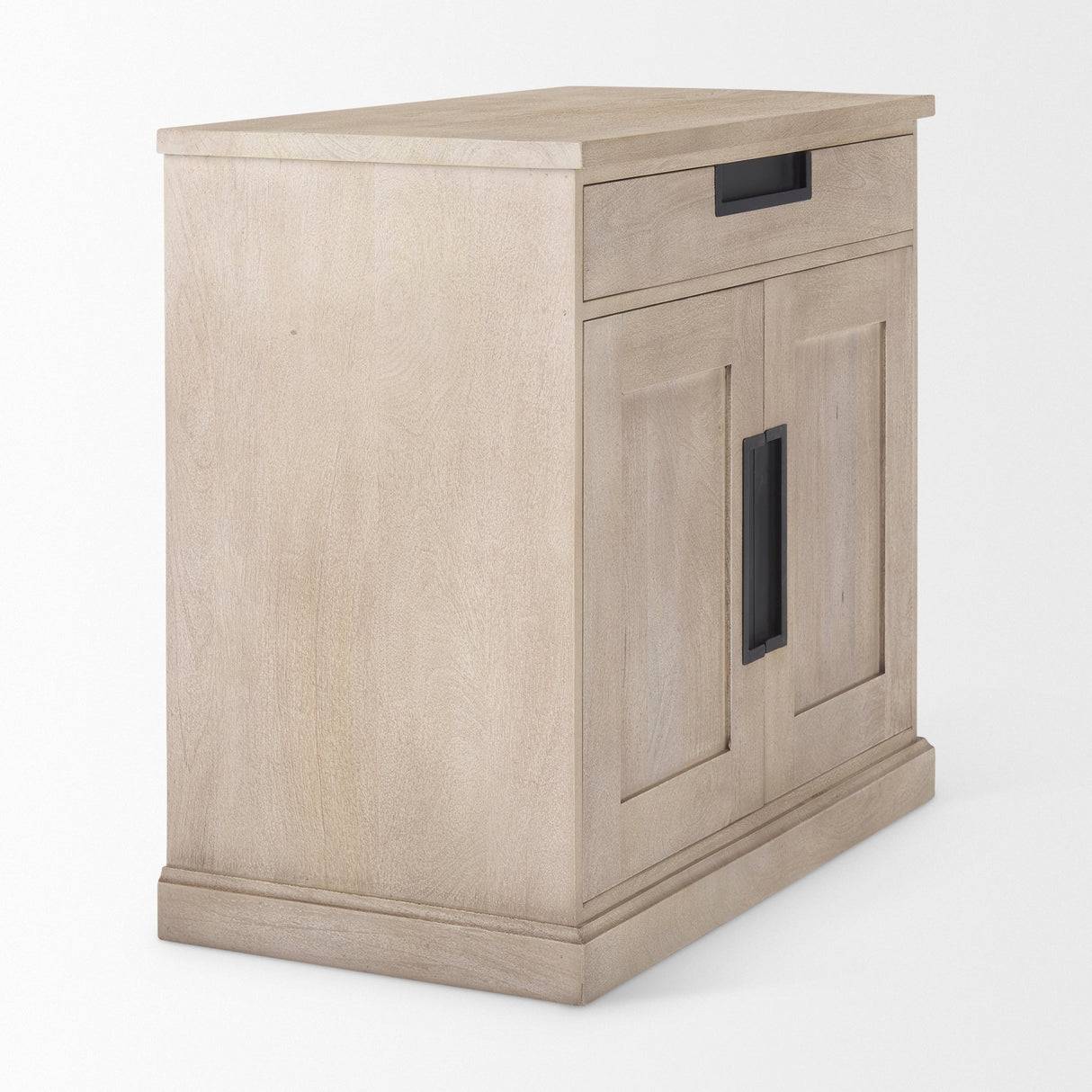 Braxton 33.5L x 18.5W x 31.5H Beige Wood W/Black Accents 2 Door Accent Cabinet by Mercana at Eve Furniture