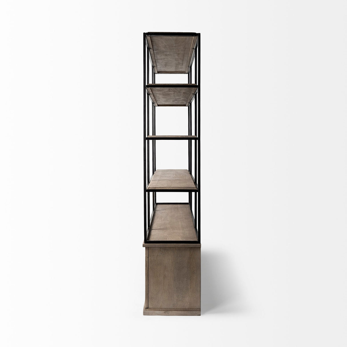 Braxton I Light Brown Wood and Iron Three Shelf Shelving Unit by Mercana at Eve Furniture