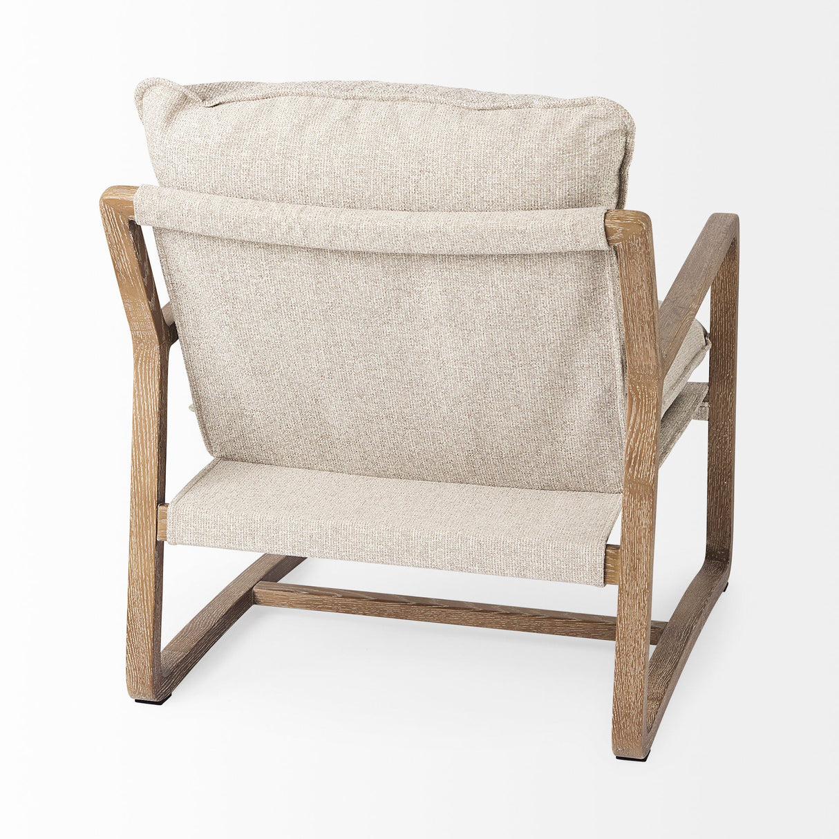 Brayden 28.3L x 34.1W x 35H Light Brown Wood W/ Beige Fabric Seat Accent Chair by Mercana at Eve Furniture