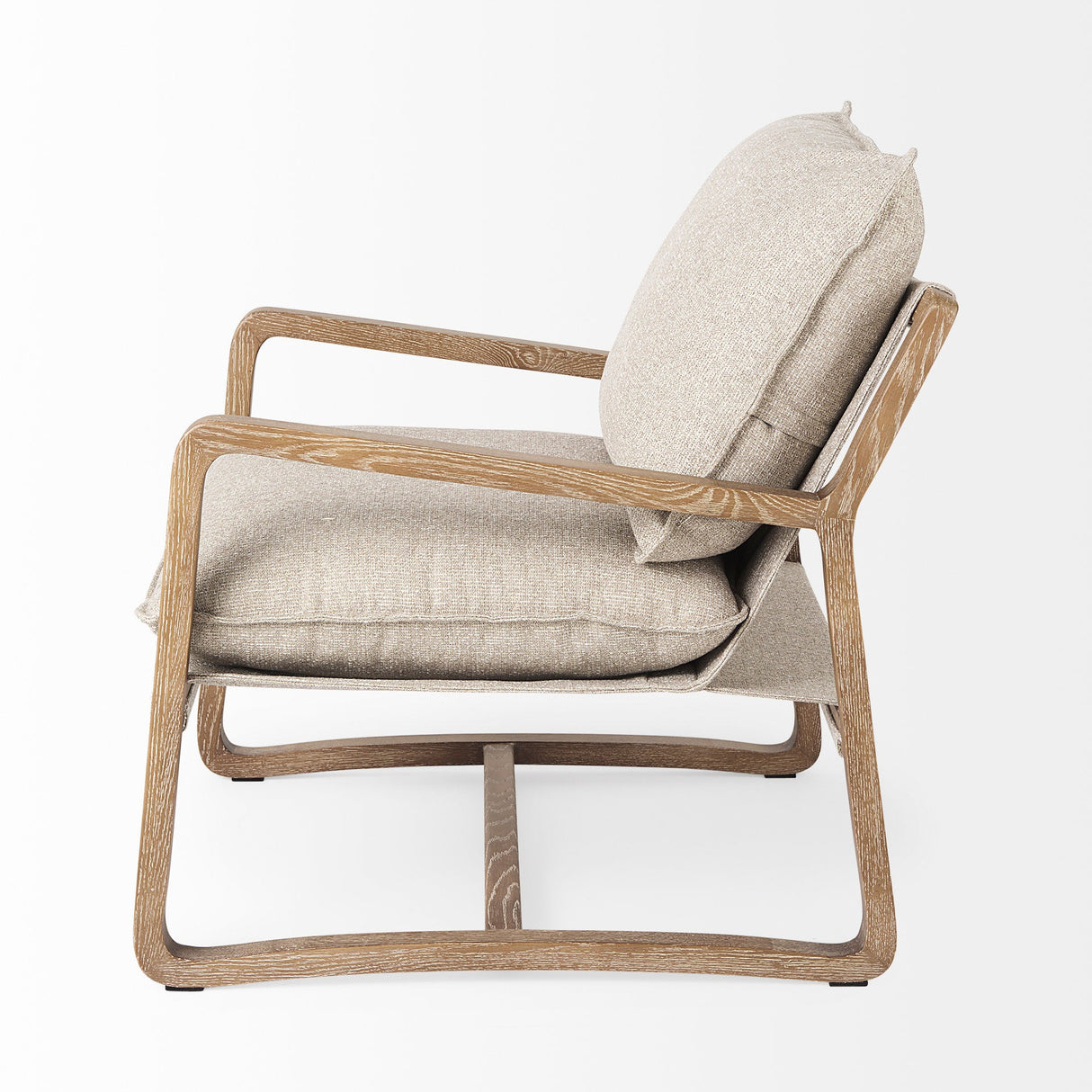 Brayden Light Brown Wood W/ Beige Fabric Seat Accent Chair by Mercana at Eve Furniture