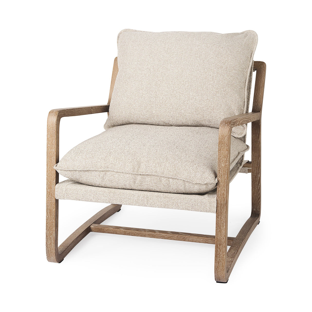 Brayden Light Brown Wood W/ Beige Fabric Seat Accent Chair by Mercana at Eve Furniture