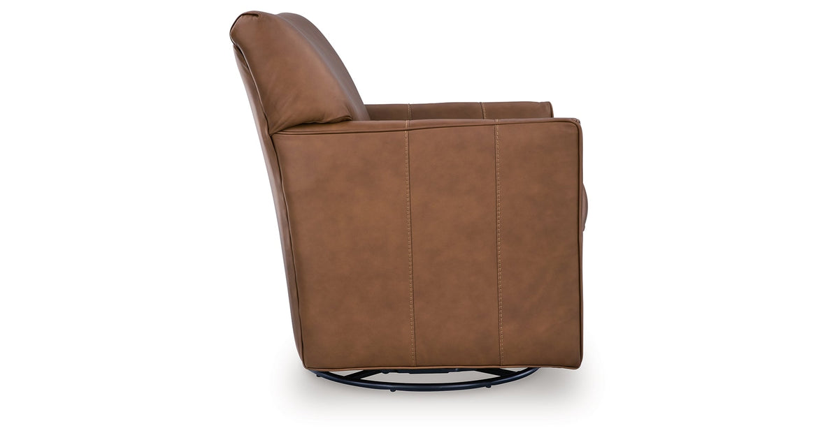 Braydunn Caramel Swivel Glider Accent Chair by Ashley at Eve Furniture