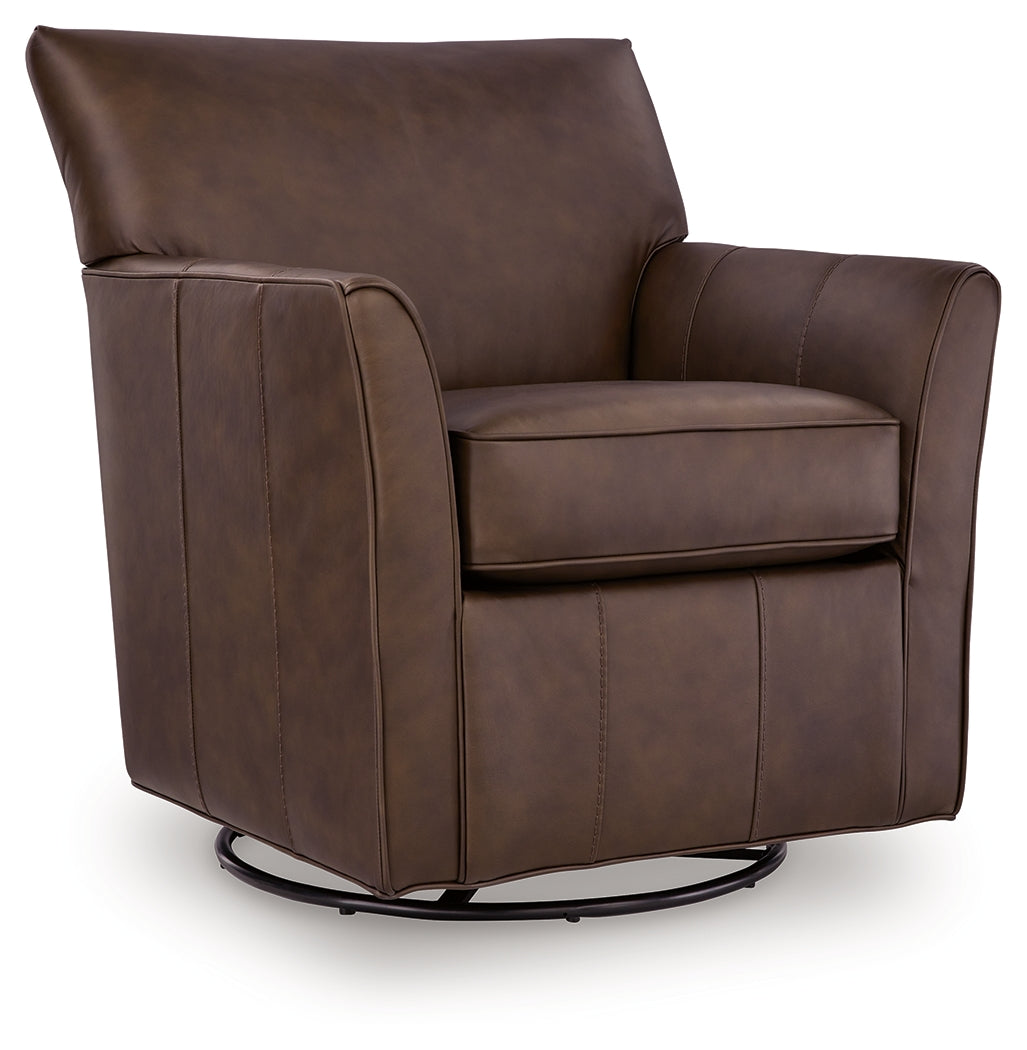 Braydunn Espresso Brown Swivel Glider Accent Chair by Ashley at Eve Furniture