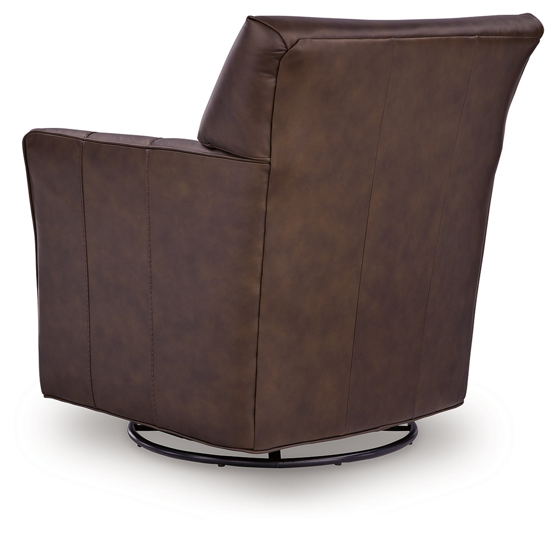 Braydunn Espresso Brown Swivel Glider Accent Chair by Ashley at Eve Furniture