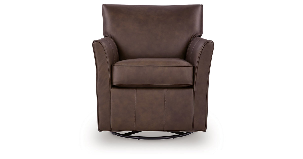 Braydunn Espresso Brown Swivel Glider Accent Chair by Ashley at Eve Furniture
