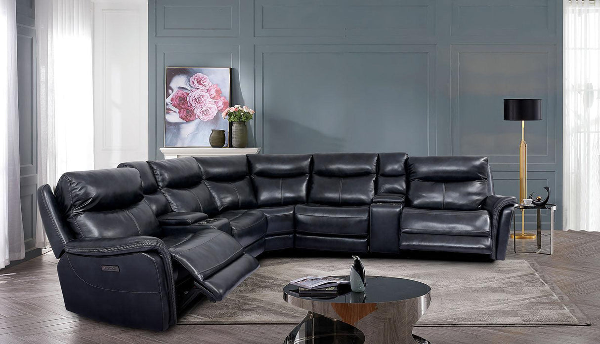 Braylee Dark Navy Power Reclining Sectional by Furniture of America at Eve Furniture
