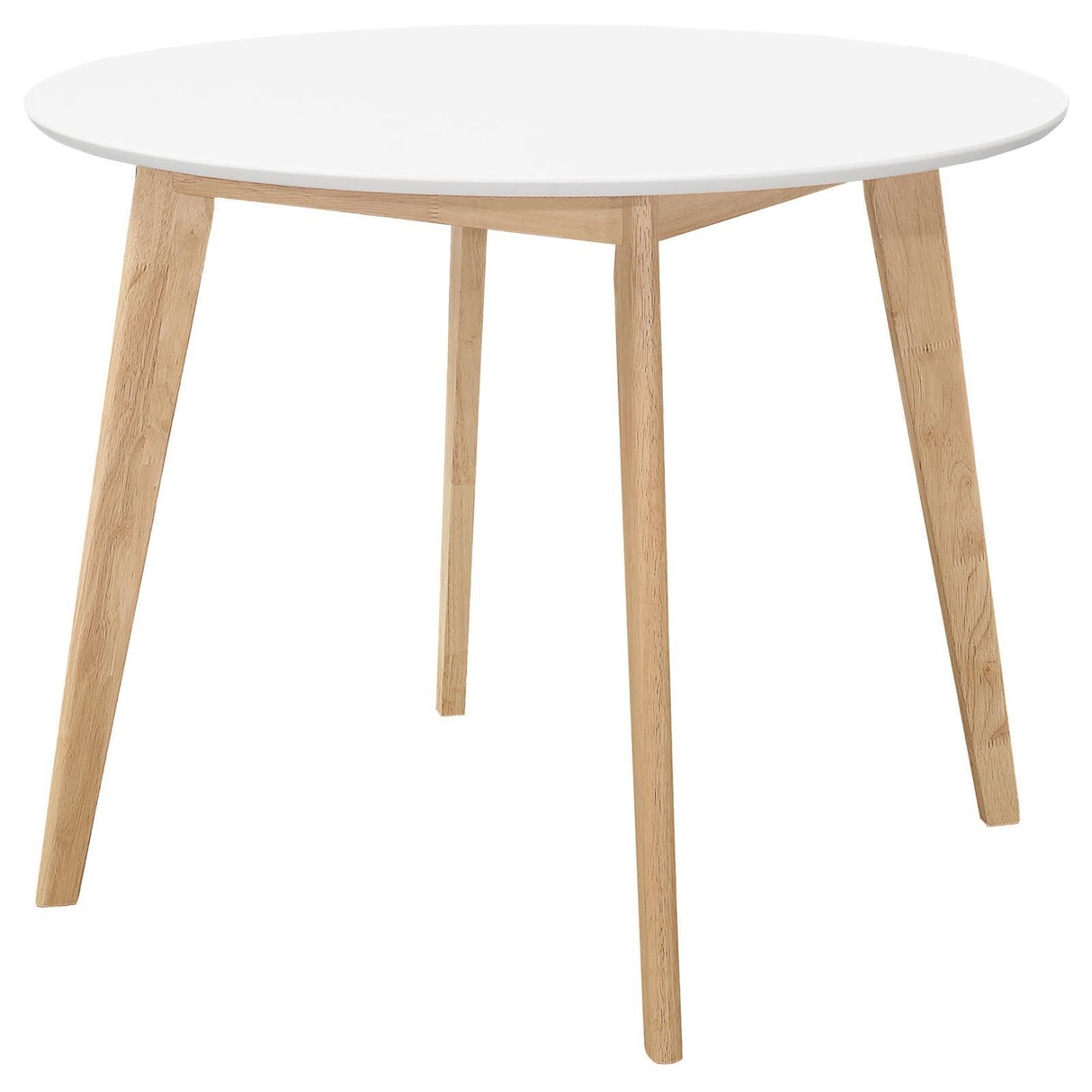 Breckenridge Matte White/Natural Oak Round Dining Table by Coaster at Eve Furniture
