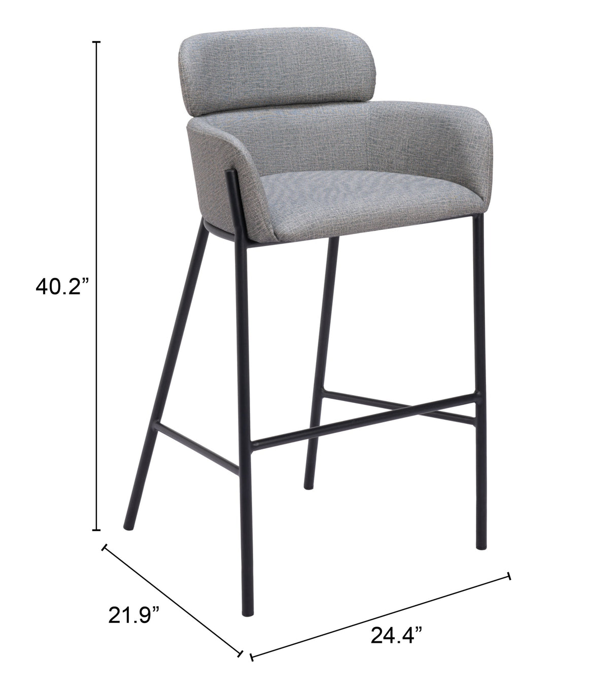 Bremor Slate Gray Barstool by Zuomod at Eve Furniture
