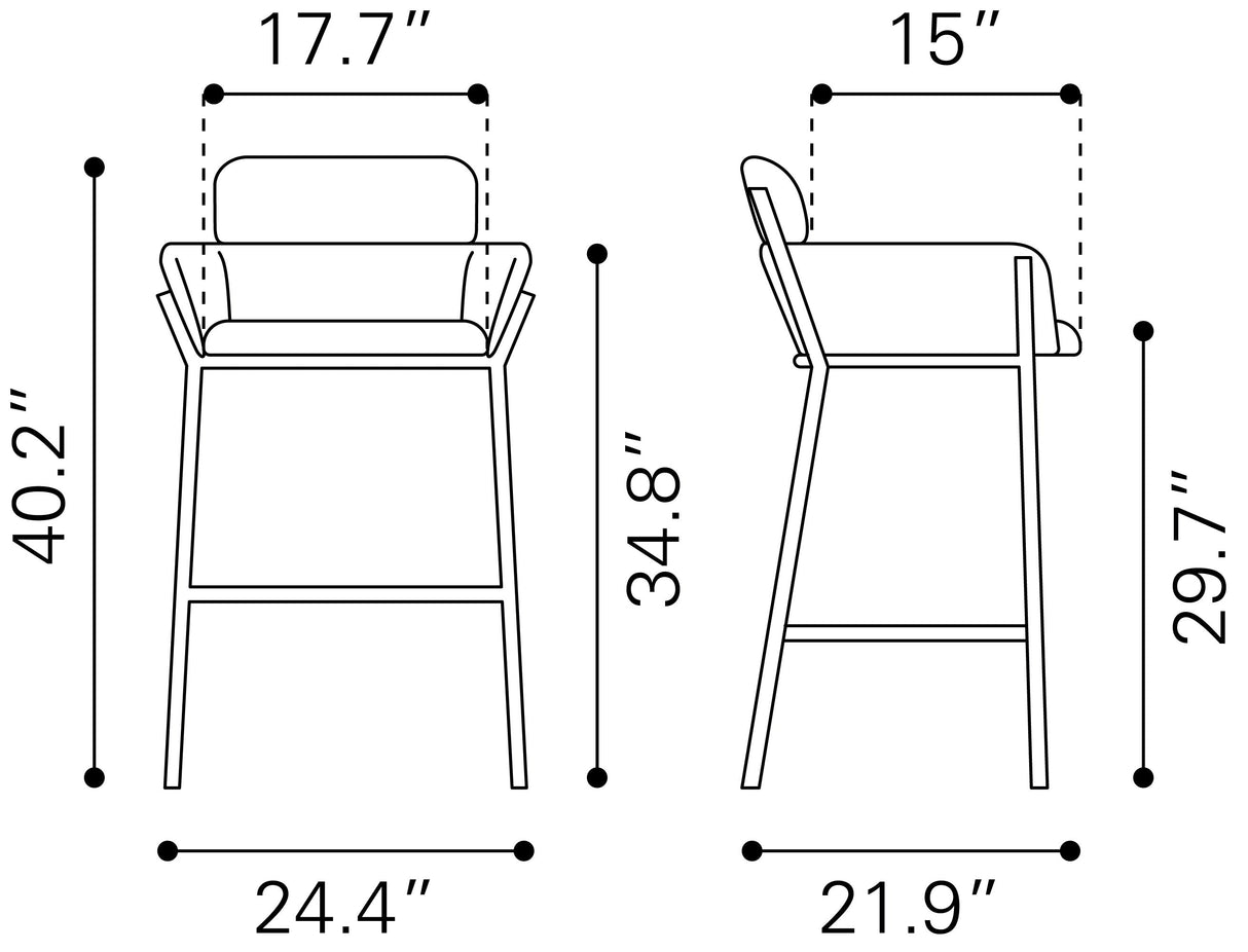 Bremor Slate Gray Barstool by Zuomod at Eve Furniture