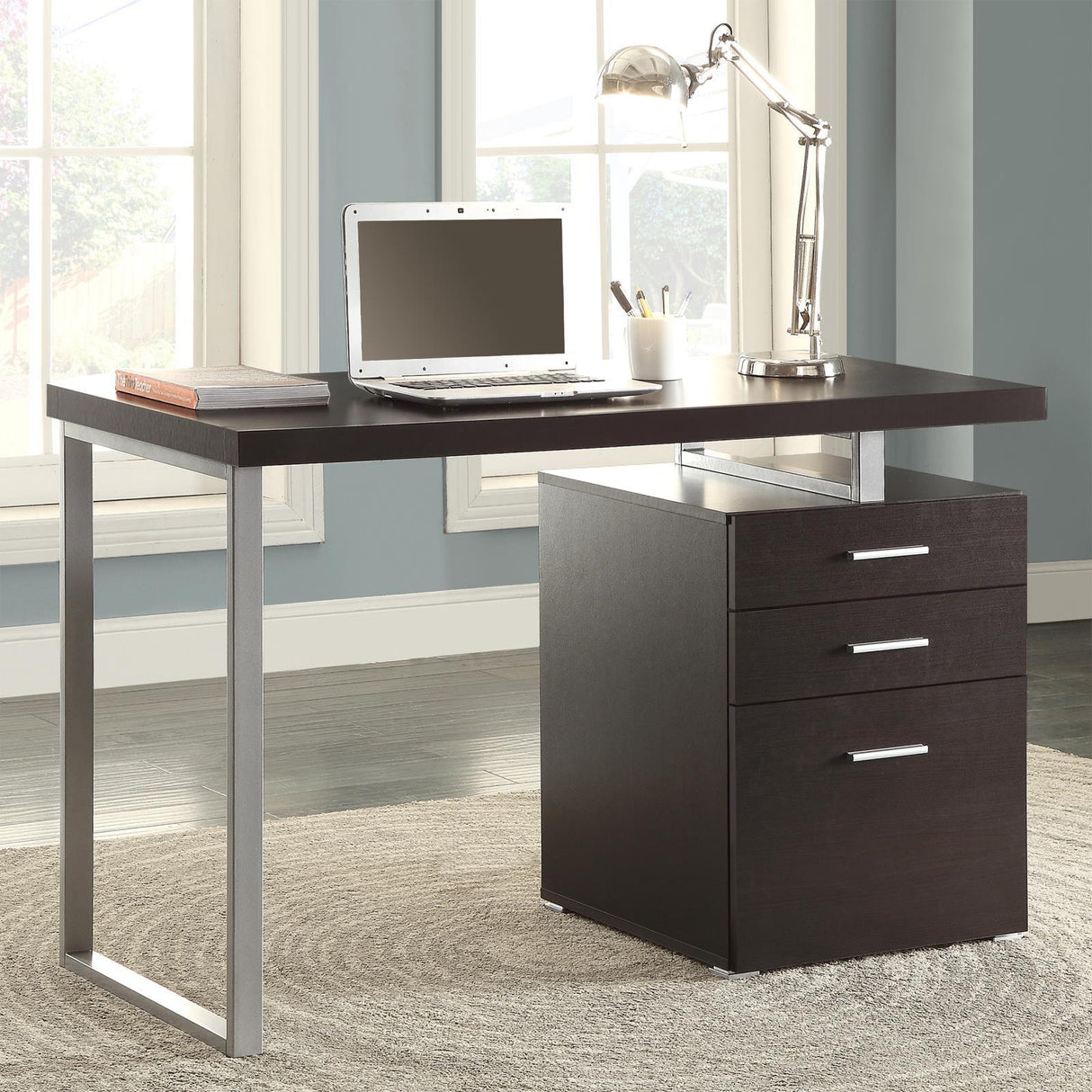 Brennan Cappuccino 3-Drawer Office Desk by Coaster at Eve Furniture