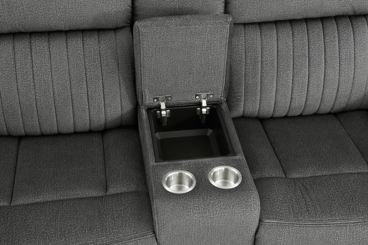 Brennen Charcoal Double Reclining Loveseat with Center Console by Homelegance at Eve Furniture