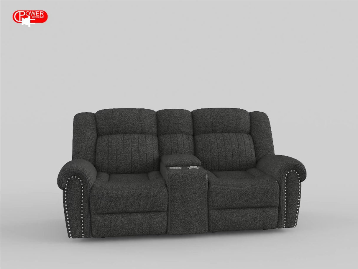 Brennen Charcoal Power Double Reclining Loveseat by Homelegance at Eve Furniture