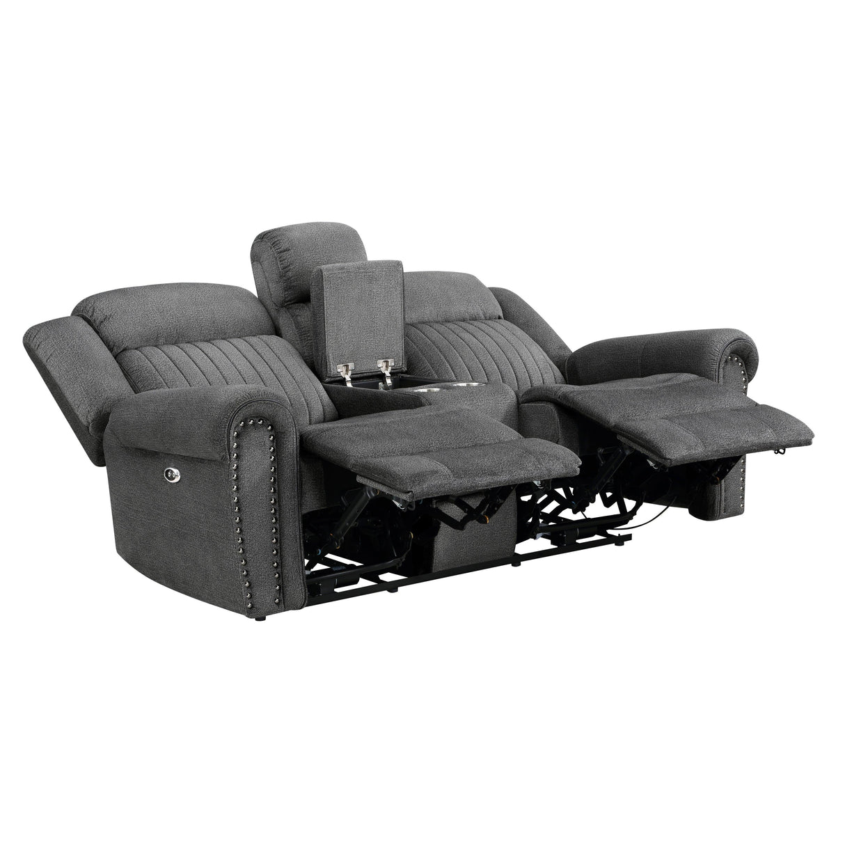 Brennen Charcoal Power Double Reclining Loveseat by Homelegance at Eve Furniture