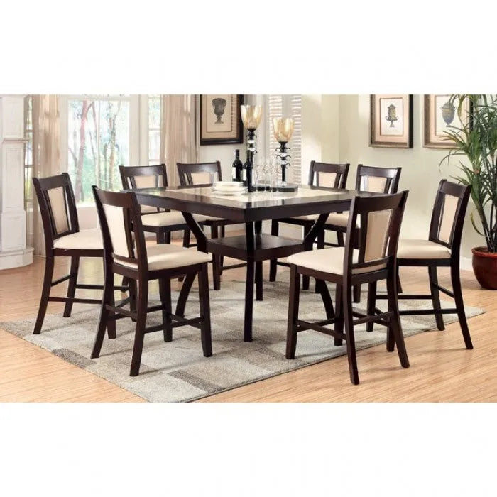 Brent Dark Cherry/Ivory 7-Piece Counter Height Table Set by Furniture of America at Eve Furniture