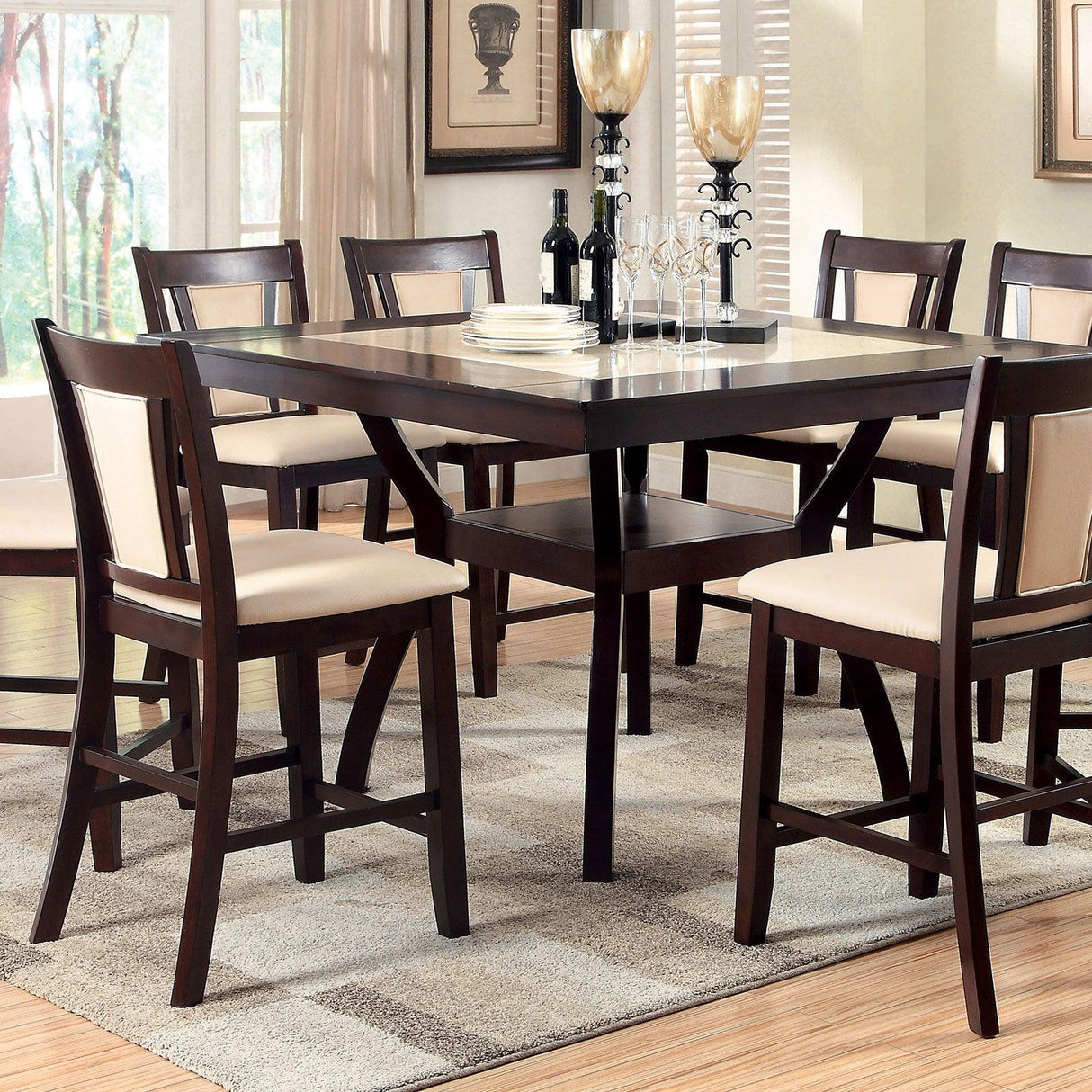 Brent Dark Cherry/Ivory Counter Ht. Table by Furniture of America at Eve Furniture