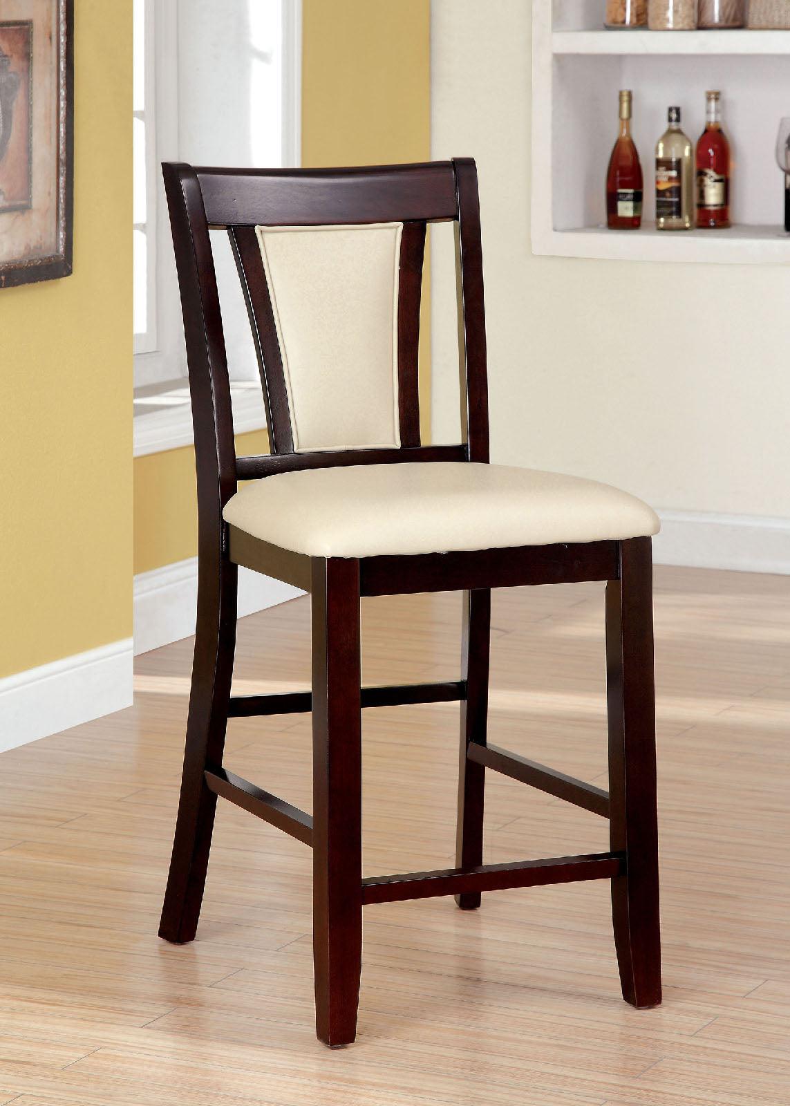 Brent Dark Cherry/Ivory Counter Ht. Chair, Set of 2 by Furniture of America at Eve Furniture