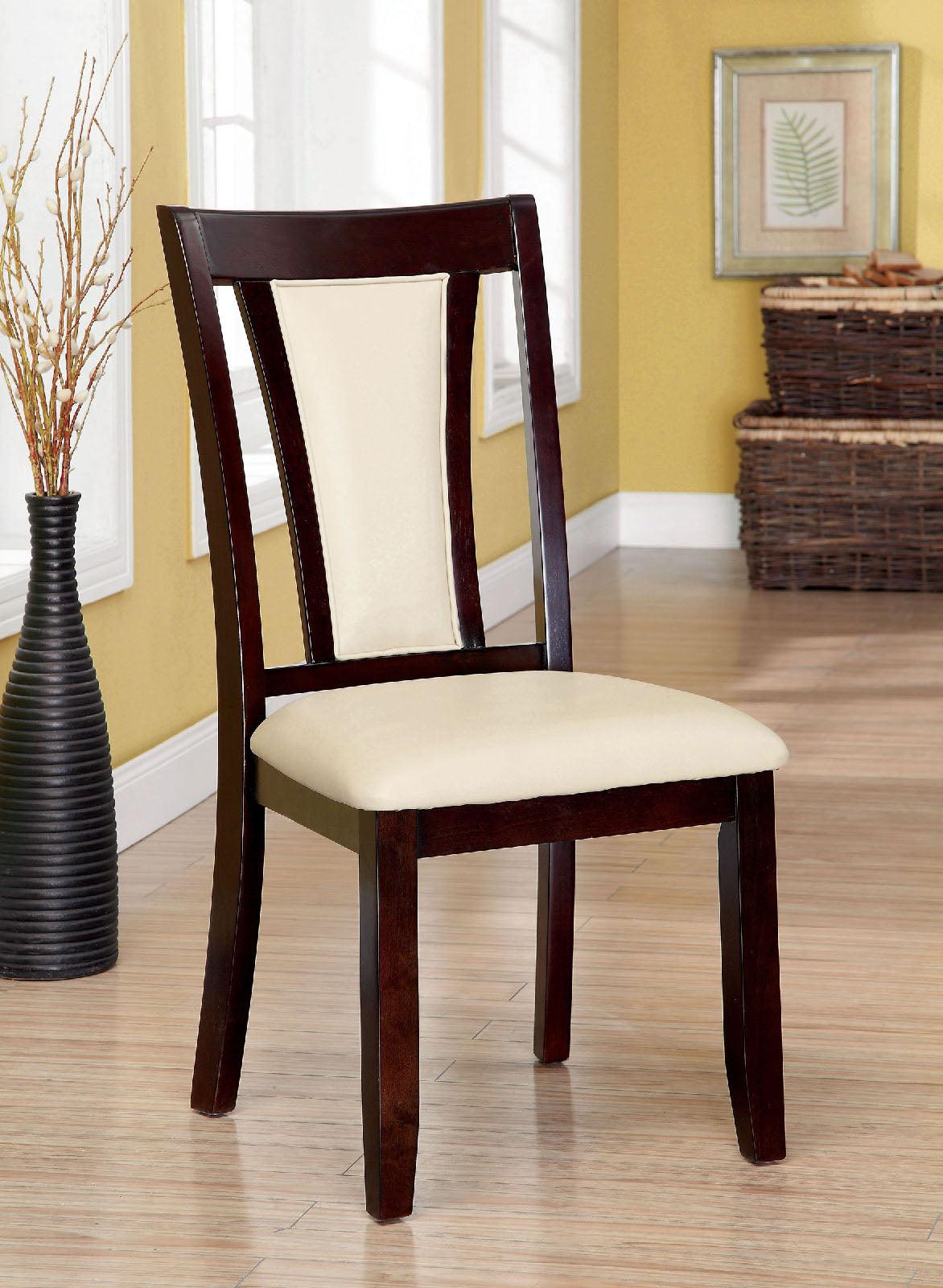 Brent Dark Cherry/Ivory Side Chair, Set of 2 by Furniture of America at Eve Furniture