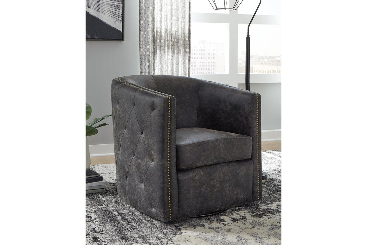 Brentlow Distressed Black Accent Chair by Ashley at Eve Furniture