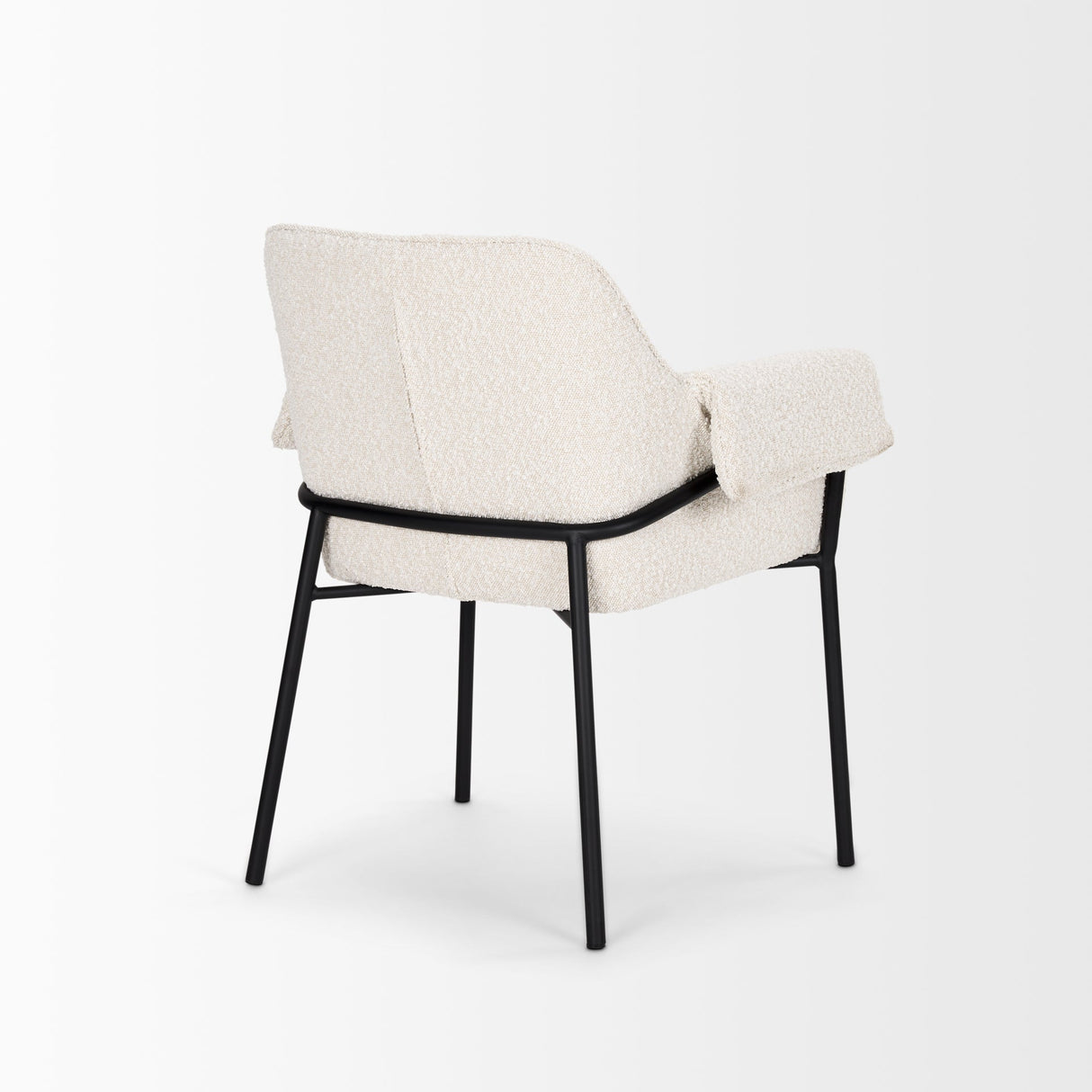 Brently Dining Chair w/ Cream Boucle Fabric & Matte Black Metal Legs, Set of 2 by Mercana at Eve Furniture