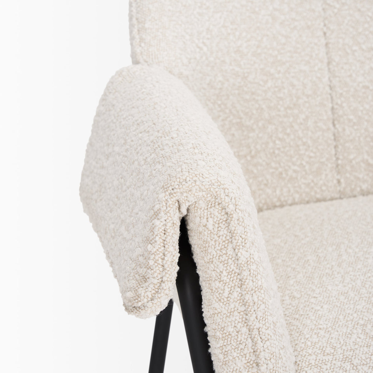 Brently Dining Chair w/ Cream Boucle Fabric & Matte Black Metal Legs, Set of 2 by Mercana at Eve Furniture