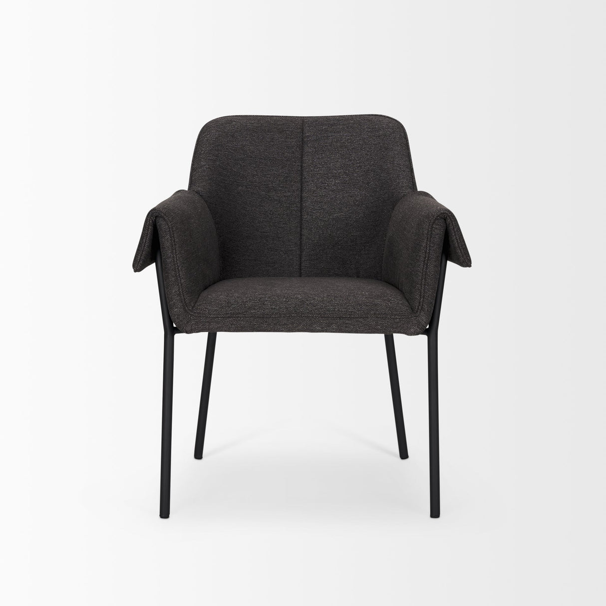 Brently Dining Chair w/ Gray Fabric & Matte Black Metal Legs, Set of 2 by Mercana at Eve Furniture