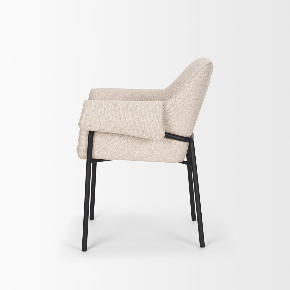 Brently Dining Chair w/ Oatmeal Fabric & Matte Black Metal Legs, Set of 2 by Mercana at Eve Furniture