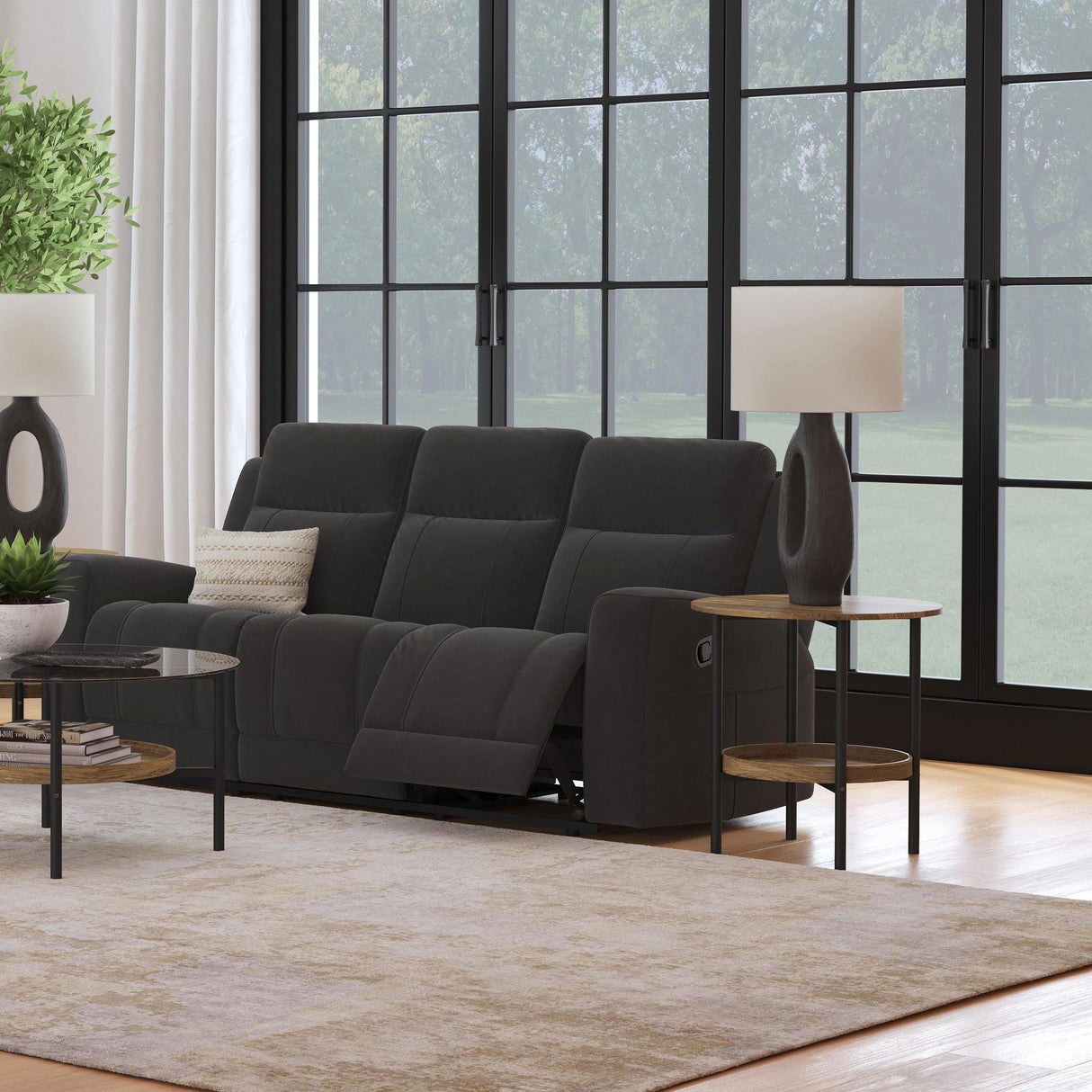 Brentwood Dark Charcoal Upholstered Motion Reclining Sofa by Coaster at Eve Furniture