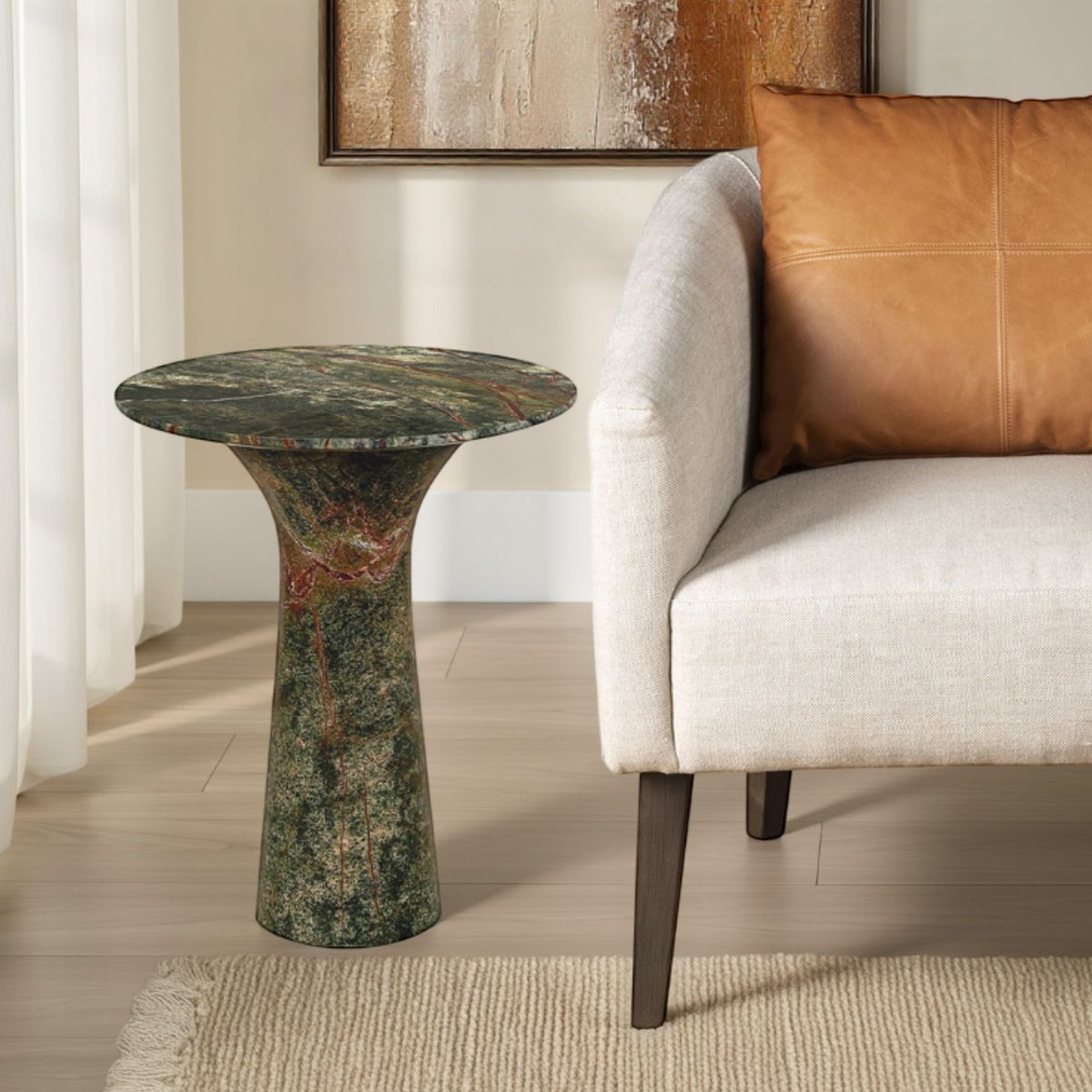 Breton 18" Side Table in Green Bidasar Marble by Home Trends & Design at Eve Furniture