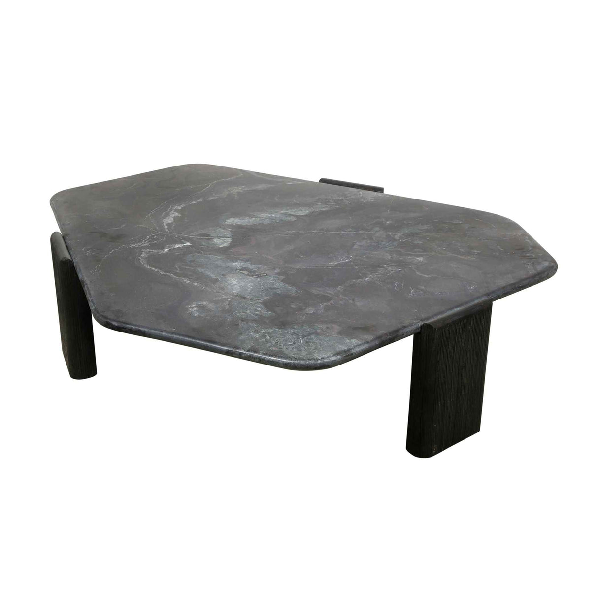 Breton 64" Hexagonal Coffee Table with Lava Marble Top with Dark Mango Base