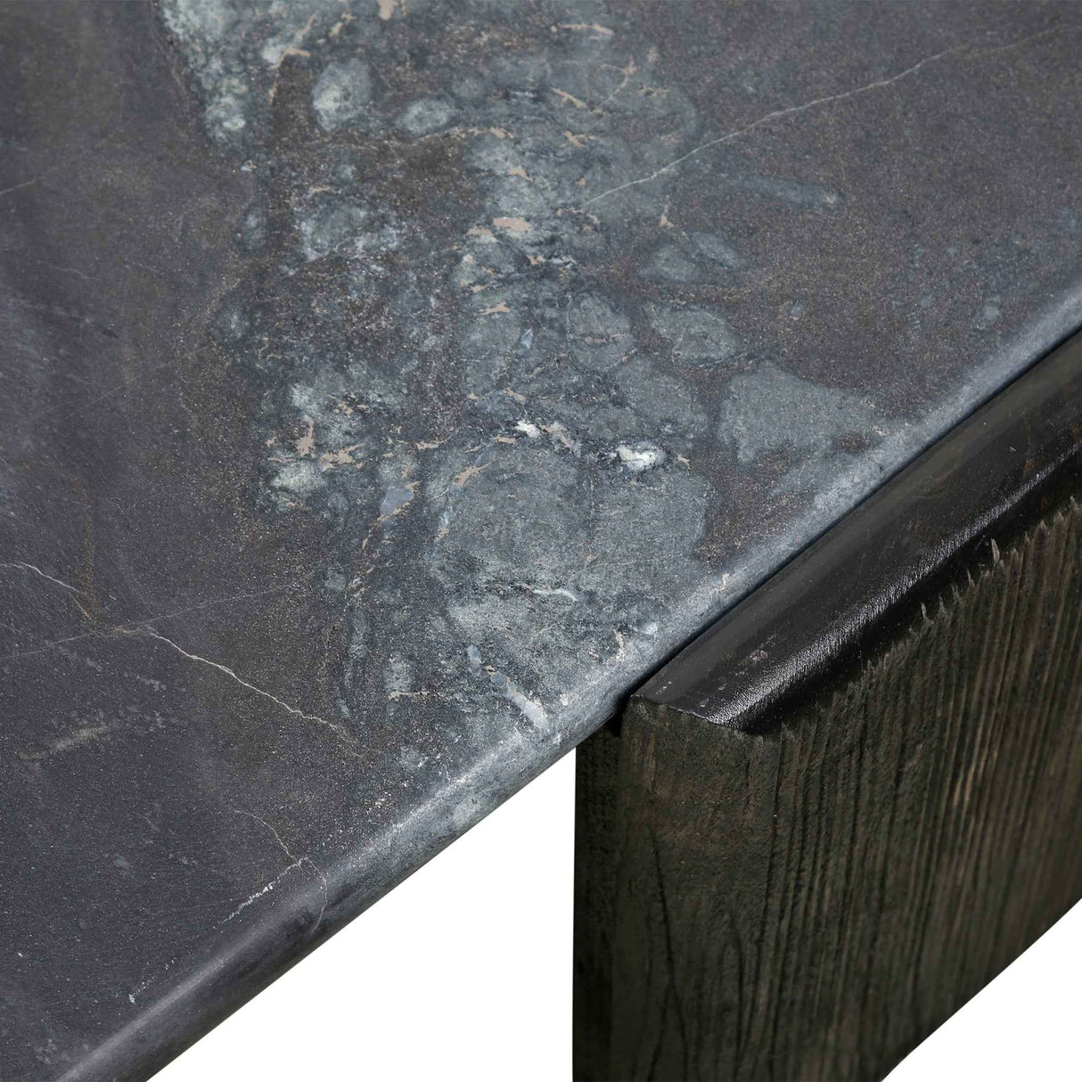 Breton 64" Hexagonal Coffee Table with Lava Marble Top with Dark Mango Base by Home Trends & Design at Eve Furniture