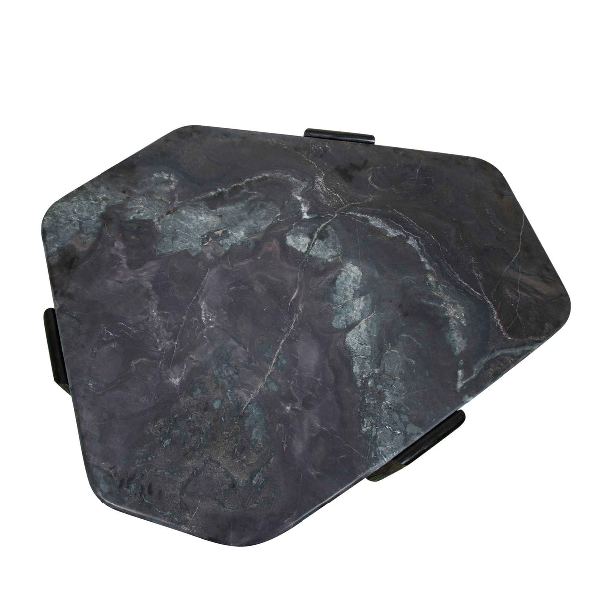 Breton 64" Hexagonal Coffee Table with Lava Marble Top with Dark Mango Base