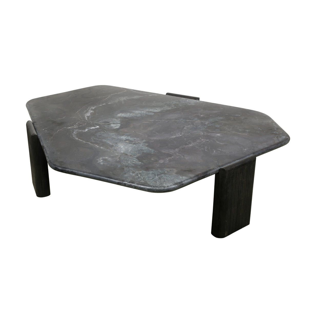 Breton 64" Hexagonal Coffee Table with Lava Marble Top with Dark Mango Base by Home Trends & Design at Eve Furniture
