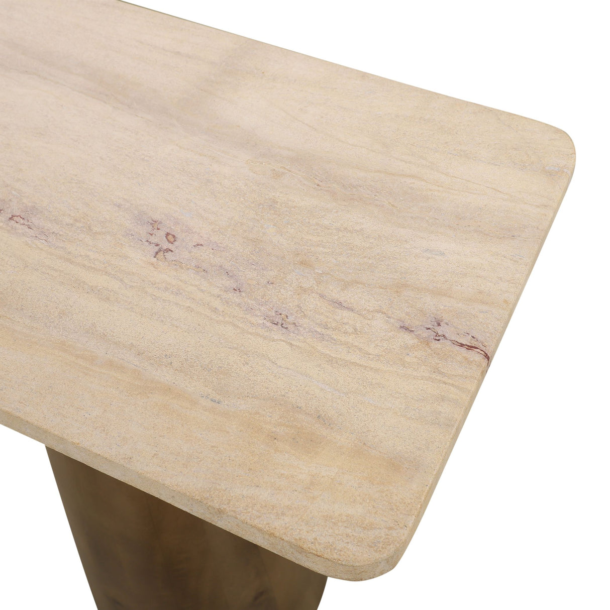 Breton 72" Console Table with Travertine Top in Walnut by Home Trends & Design at Eve Furniture