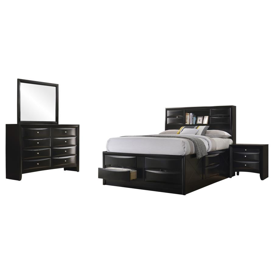 Briana Black 4-Piece Queen Storage Bedroom Set with Bookcase Headboard by Coaster at Eve Furniture