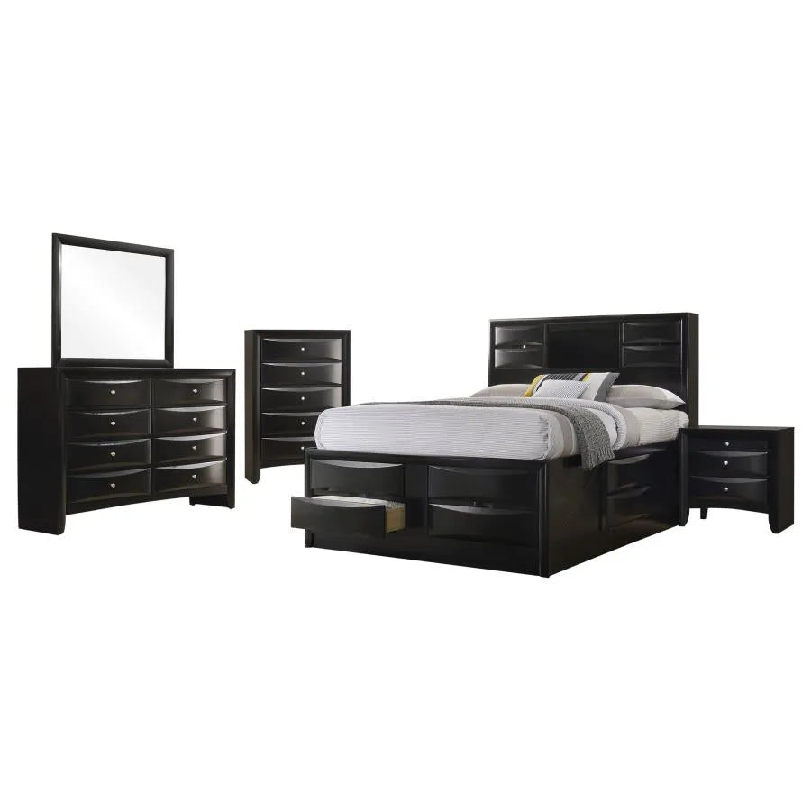 Briana Black 5-Piece Eastern King Storage Bedroom Set with Bookcase Headboard by Coaster at Eve Furniture