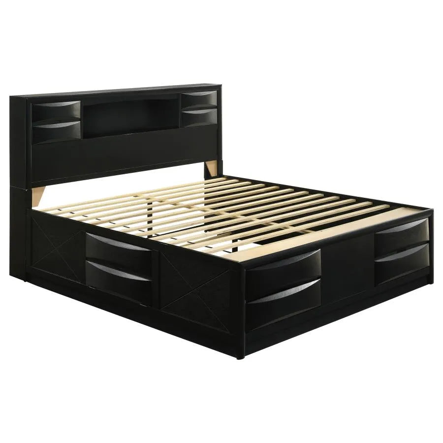Briana Black 5-Piece Eastern King Storage Bedroom Set with Bookcase Headboard by Coaster at Eve Furniture